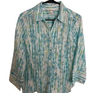 Ladies Tantrums LS Multi-Color Teal Shirt Sz L